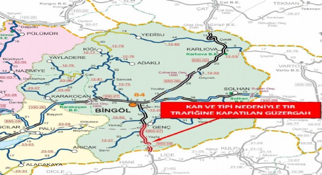 Bingöl - Diyarbakır karayolu tır trafiğine kapandı