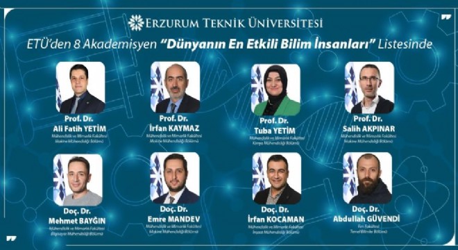 ETÜ’lü 8 akademisyen en etkili bilim insanları listesinde
