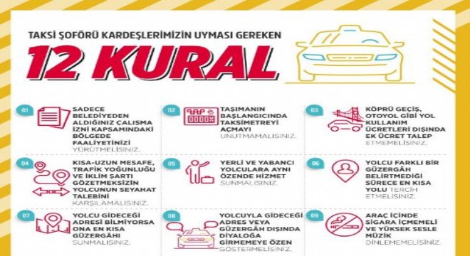 İçişlerinden taksi şoförlerine 12 kural hatırlatması