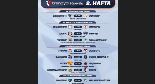 Süper Lig 2. ve 3. Hafta programı açıklandı