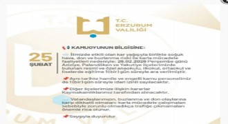 Erzurum’da eğitime kar engeli