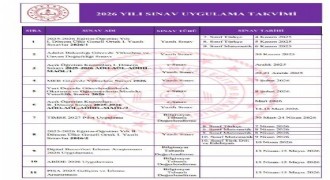 2026 yılı sınav uygulama takvimi yayımlandı