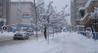 Kar yağışı Erzurum'u felç etti