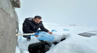 Karayazı'da su dondu, vatandaş çeşmelere koştu